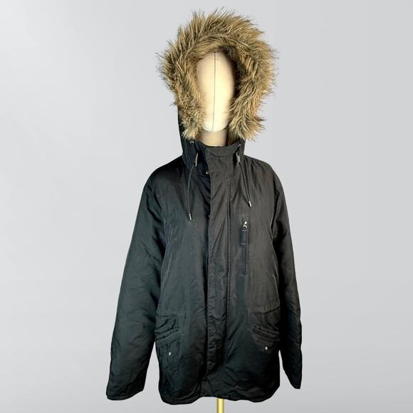 Old Navy Faux Fur Hooded Long Loose Fit Parka Jacket - Picture 1 of 6